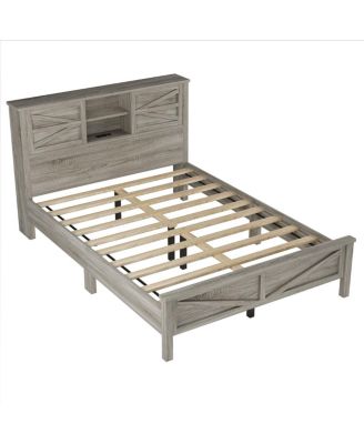 3-Piece Queen Farmhouse Bed Set w/ Storage Headboard, Nightstand & Dresser