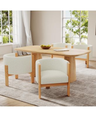 Streamdale Upholstered Dining Chairs Set of 4, White Boucle Fabric, Modern Armchairs