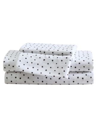 Polka Dot Heart Printed Microfiber Sheet Set