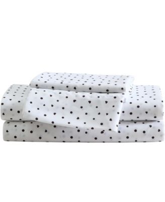 Polka Dot Heart Printed Microfiber 4-Pc. Sheet Set, Queen
