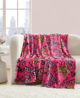 Butterfly Tiger Printed Plush Throw, 70" X 50"