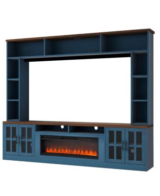  Entertainment Center with Bookshelves & Electric Fireplace for TVs up to 80