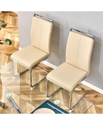 Modern Dining Chairs, PU Faux Leather Upholstered Side Chair (Set of 2)