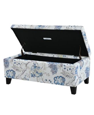 Luxury Storage Ottoman with Floral Fabric & Hidden Compartment