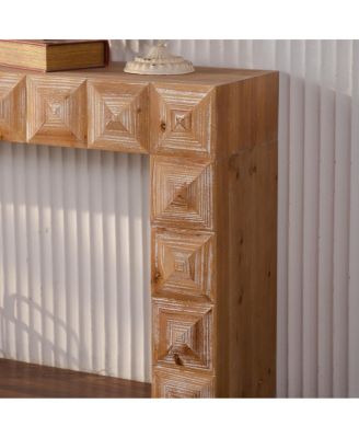 Rustic Geometric Carved Console Table
