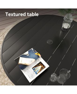 5-Piece Patio Dining Set with Stackable Chairs & 40.6" Round Metal Table