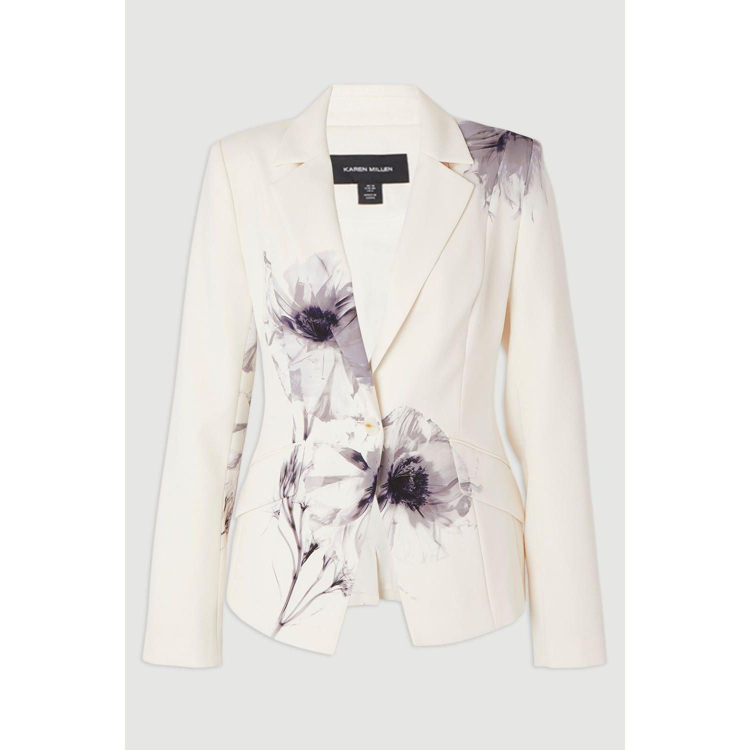 Women's Floral Crepe Single Breasted Blazer