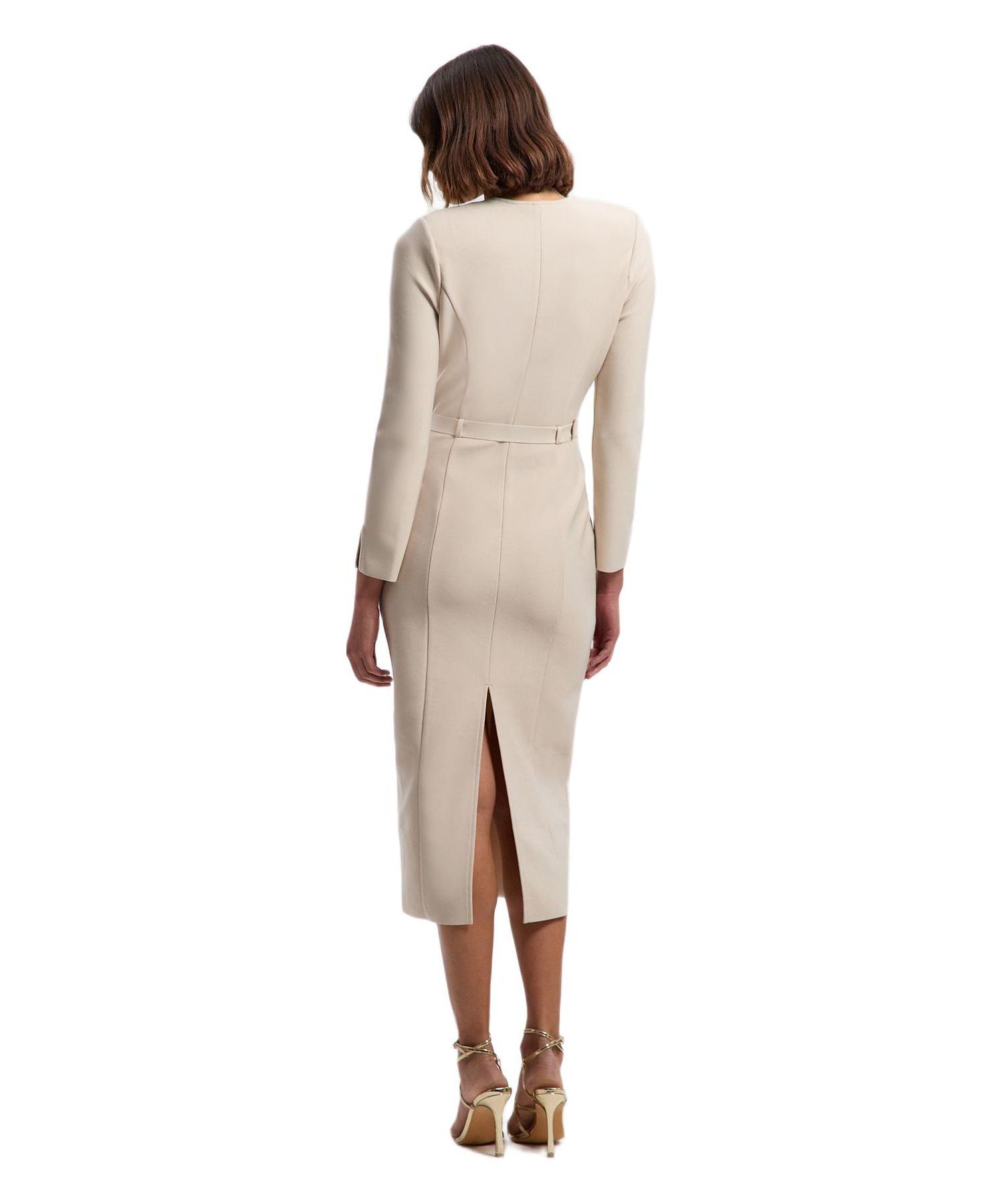 Women's Figure Form Bandage Belted Midi Dress