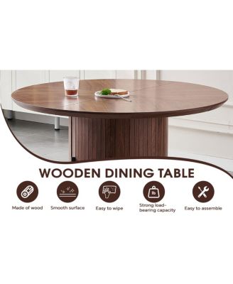 Round Dining Table with Two Layers of Storage Shelves
