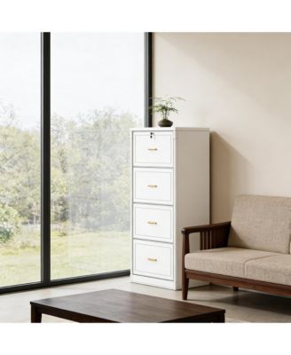 4-Drawer File Cabinet with Lock - Large Vertical Storage Cabinet with Adjustable Rails for A4/F4/Letter/Legal Size Files, for Home Office