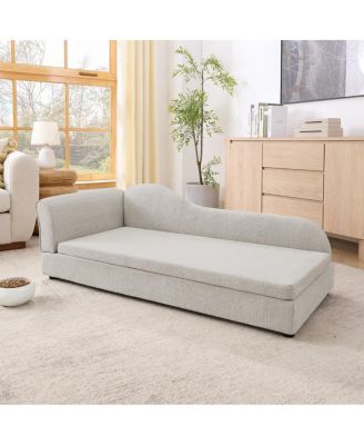 Modern Oversized Linen Dog Sofa, Irregular Wave Backrest Single Armrest Pet Bed for Large Dogs