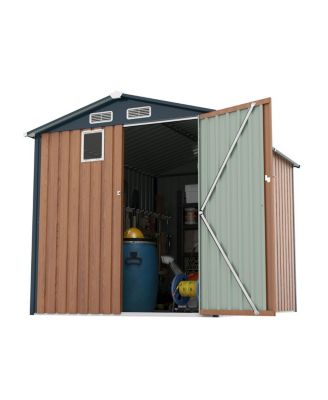 6×8FT Steel Clear Window Lockable Outdoor Storage Shed