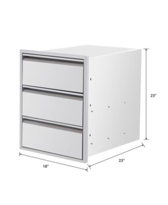 Outdoor Kitchen Drawers with Paper Towel Holder, Stainless Steel 3-Layer BBQ Drawers, Silver