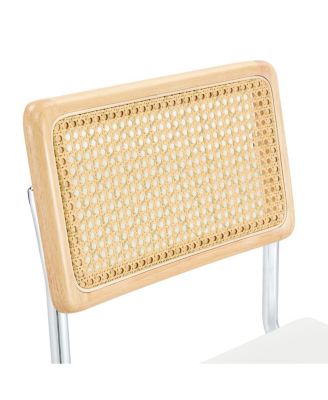 Streamdale Natural rattan bar stool 2-piece set with solid wood backrest