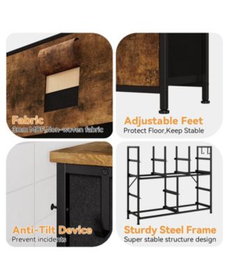 10 Drawer Fabric Dresser & Chest of Drawers with Fabric Bins, Side Pockets & Sturdy Steel Frame for Closet Hallway Living Room