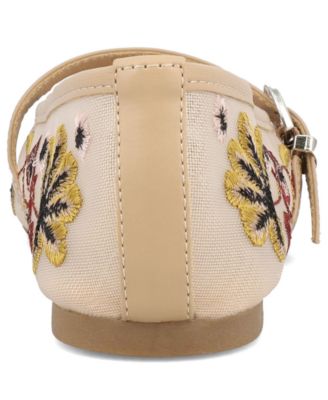 Women's Bluet Embroidered Mesh Mary Jane Ballet Flats