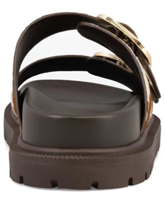 Women's Gen Double Buckle Flat Slide Sandals