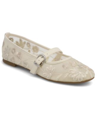 Women's Bluet Embroidered Mesh Mary Jane Ballet Flats