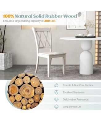Solid Wood Dining Chair Set of 4 Armless Kitchen Chairs w/ Rubber Wood Frame Cross Back