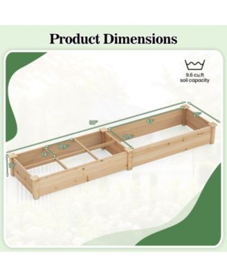 Raised Garden Bed Wooden Elevated Planter w/2 Planter Boxes 7 Compartments