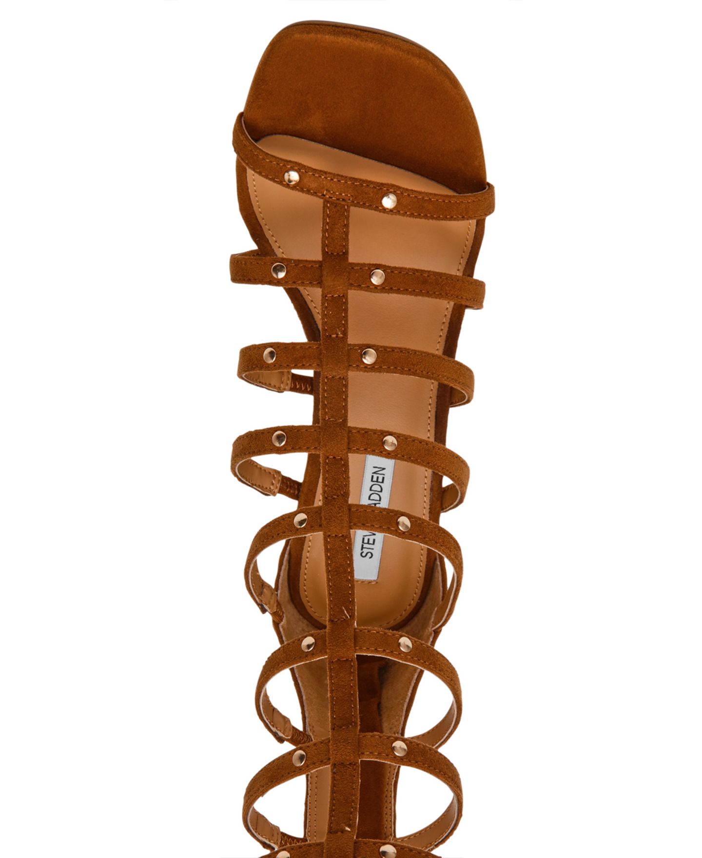 Женские сандалии Steve Madden Gino Knee-High Strappy Square Toe Gladiator, цвет: Каштановый замшевый — фото 4