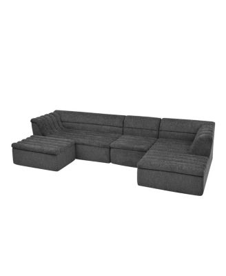 135" U-Shaped Modular Sectional Sofa with Chaise and Movable Ottoman