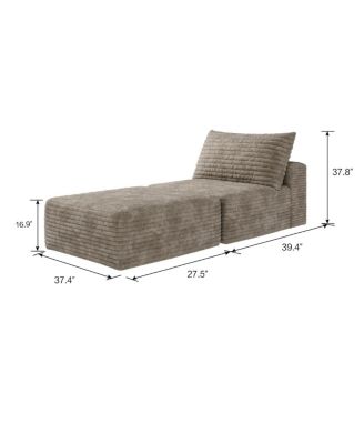 Camel Plush Corduroy Sofa Bed, Convertible Sleeper Chair with Pillow