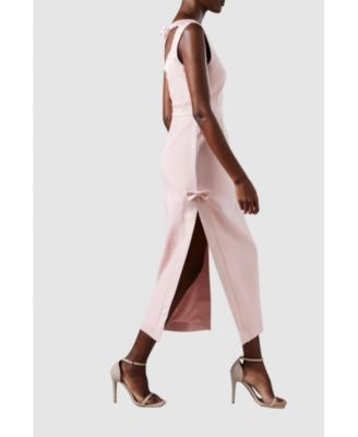 Women's Bow Detail Round Neck Midaxi Dress