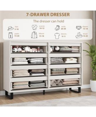 Dresser for Bedroom, Dresser, Freestanding Horizontal Drawer with Storage
