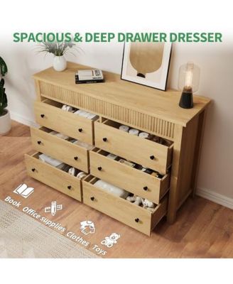  Drawer Dresser for Bedroom, Modern Fluted Wood Chest of Drawers