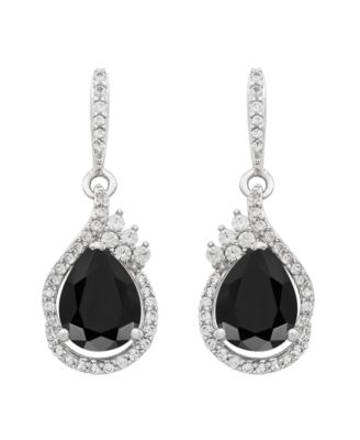 Onyx and White Topaz (5/8 ct. t.w.) Drop Earrings in Sterling Silver