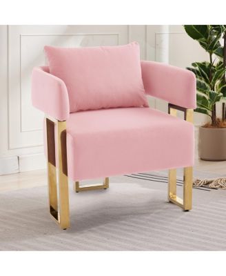 Modern decorative chair with gold legs, velvet fleece upholstered, 2PCS