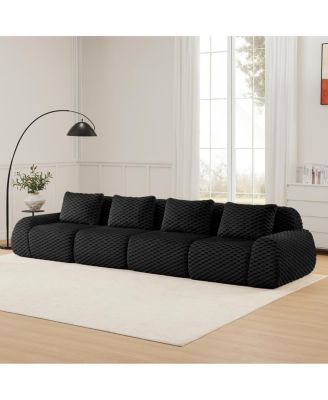 Modern Modular Sectional Sofa, Flannelette Fabric, 4-Seater Couch