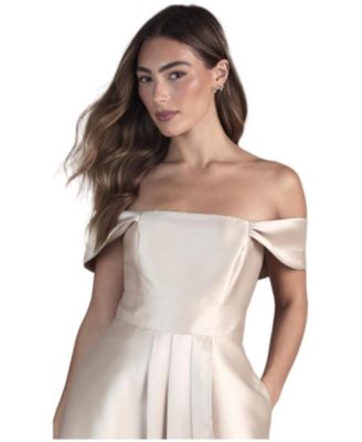 Women's Bardot Twill Bridesmaid Dress