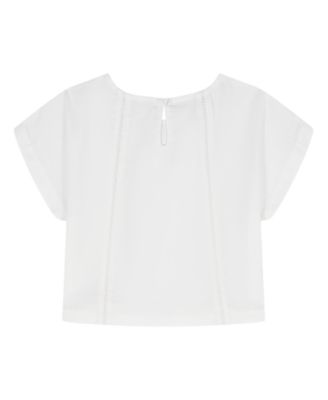 Girls' 8-16 Poplin Short-Sleeve Flutter Top