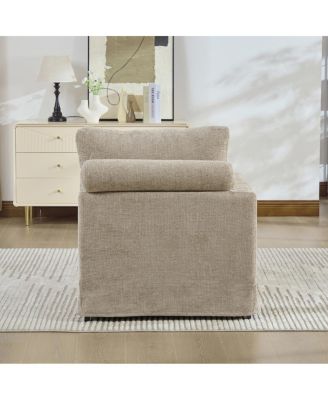 Streamdale Taupe Wide Modular Sofa Bed with Chenille Fabric and Metal Legs