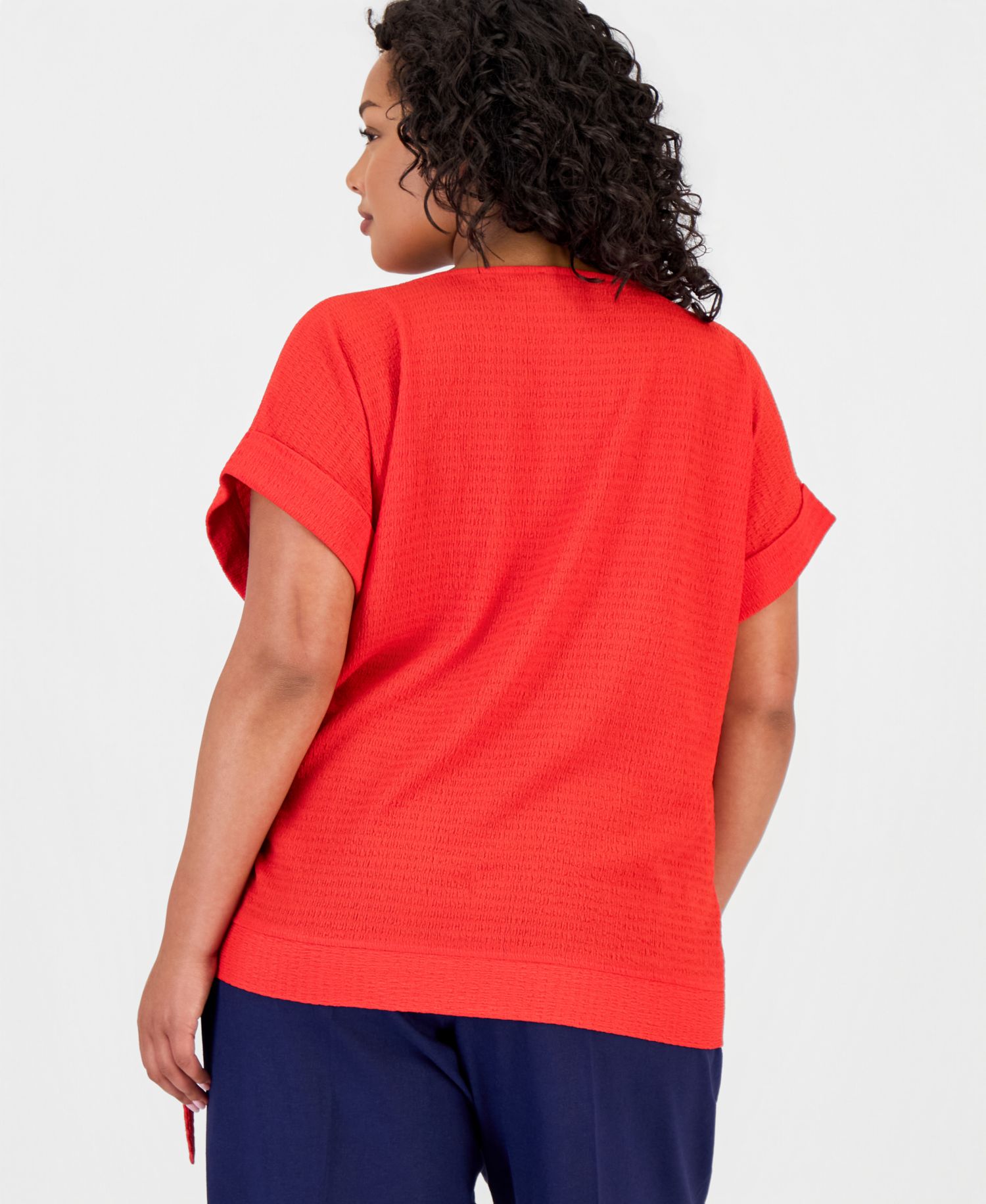 Plus Size Dolman-Sleeve Tie-Hem Top