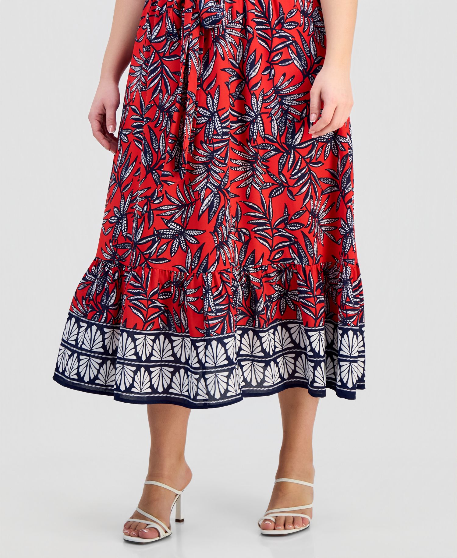 Plus Size V-Neck Sleeveless Tiered Dress