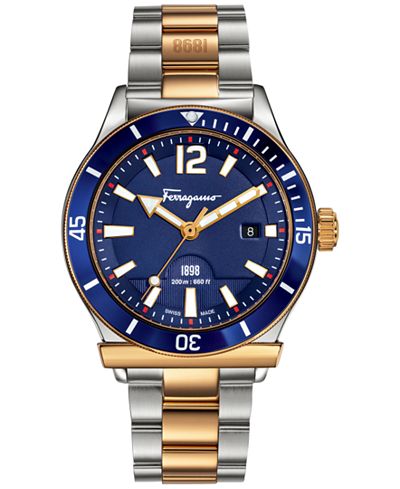 Ferragamo Men's Swiss 1898 Sport Two-Tone Ion-Plated Stainless Steel Bracelet Watch 43mm FF3280015