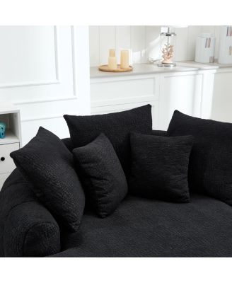 Oversized Oval Upholstered Bean Bag Sofa with 5 Pillows & Wrap Around Backrest