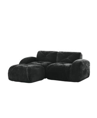 L-shaped Boneless Sofa, Soft Velvet, Tufted, 32D Sponge, No Assembly
