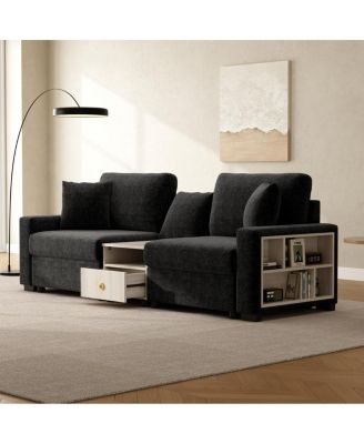 Modern Sofa Couch 95.7" Modular Upholstered with Storage Armrest
