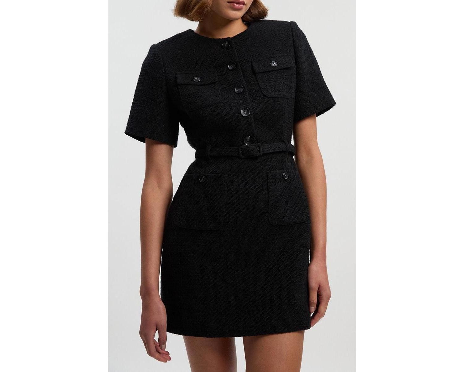 Women's Tweed Belted Mini Dress