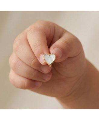 Dainty 14k Gold Plated Mother of Pearl Inlay Heart Earrings