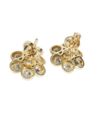 Yellow Gold Diamond Vintage Flower Cluster Earrings
