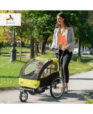 Kids Elite 2-Seat Bicycle Trailer Steel w/ Water Resist Windows