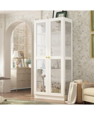 6-Shelf Standard Bookcase Bookshelf with 2-Glass Door