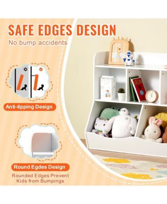 Kid Storage Cabinet, 5-Cubby Wood Toy Storage Organizer for Kids Room, Playroom, Kindergarten, Nursery