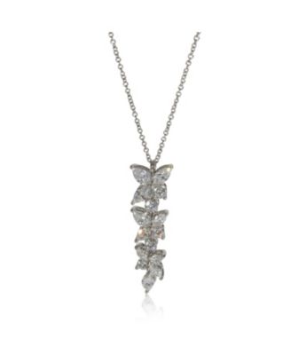 Platinum Diamond Victoria Mixed Cluster Drop Pendant