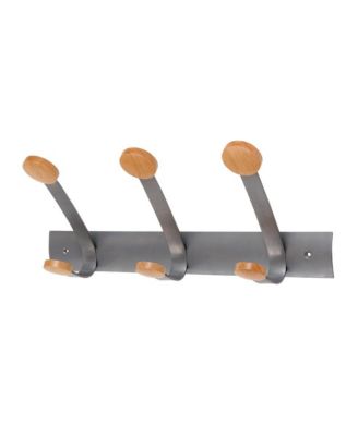 Wall Mounted Coat Rack with 3 Wooden Pegs